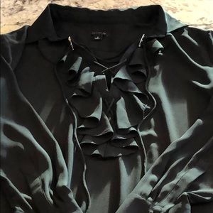 Ann Taylor Black Lace Up Blouse